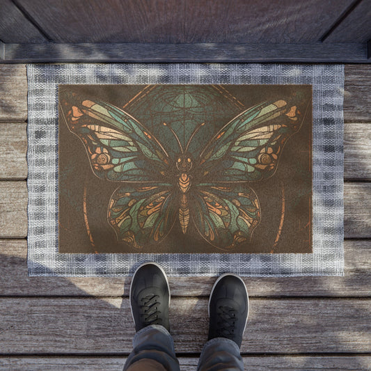 Butterfly Welcome Doormat — Vintage Botanical Coir Mat