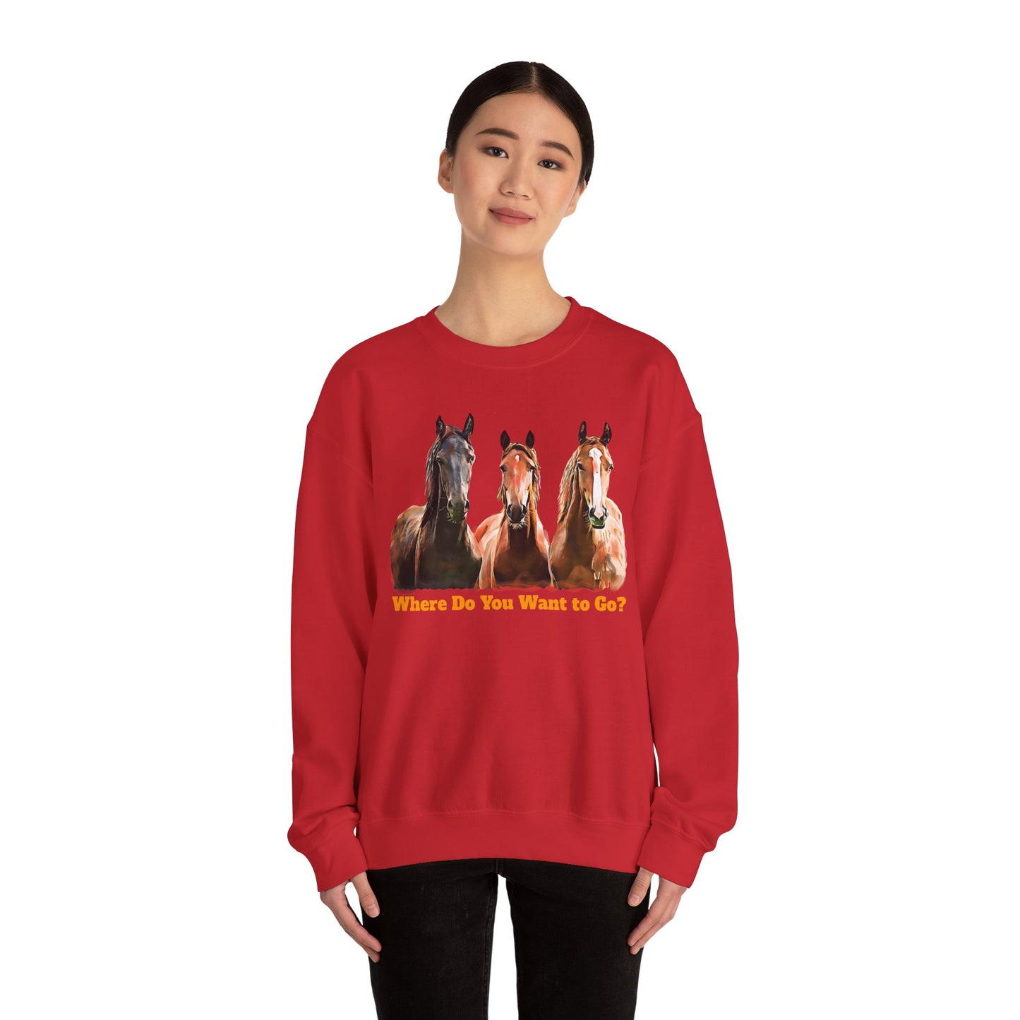 Horse Trio Crewneck Sweatshirt – Three Horses Graphic Pullover