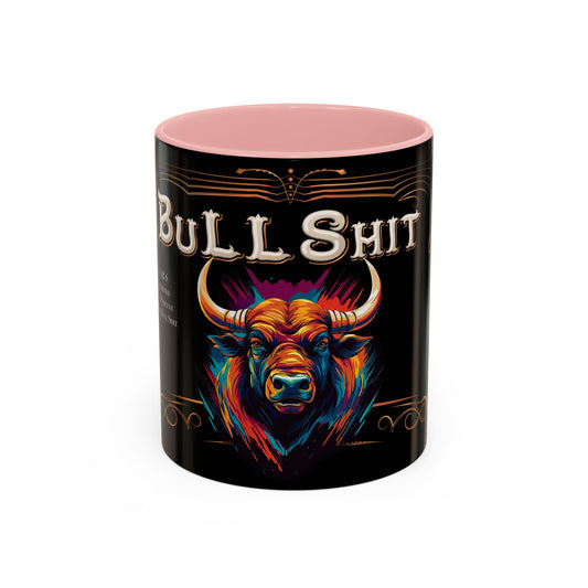 Bull Shit Coffee Mug - Colorful Bull Illustration Accent Mug (11/15oz)