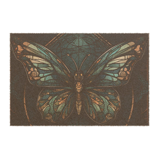 Butterfly Welcome Doormat — Vintage Botanical Coir Mat