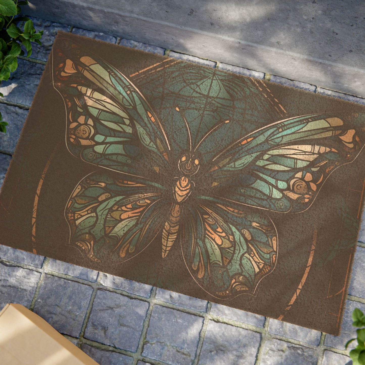Butterfly Welcome Doormat — Vintage Botanical Coir Mat