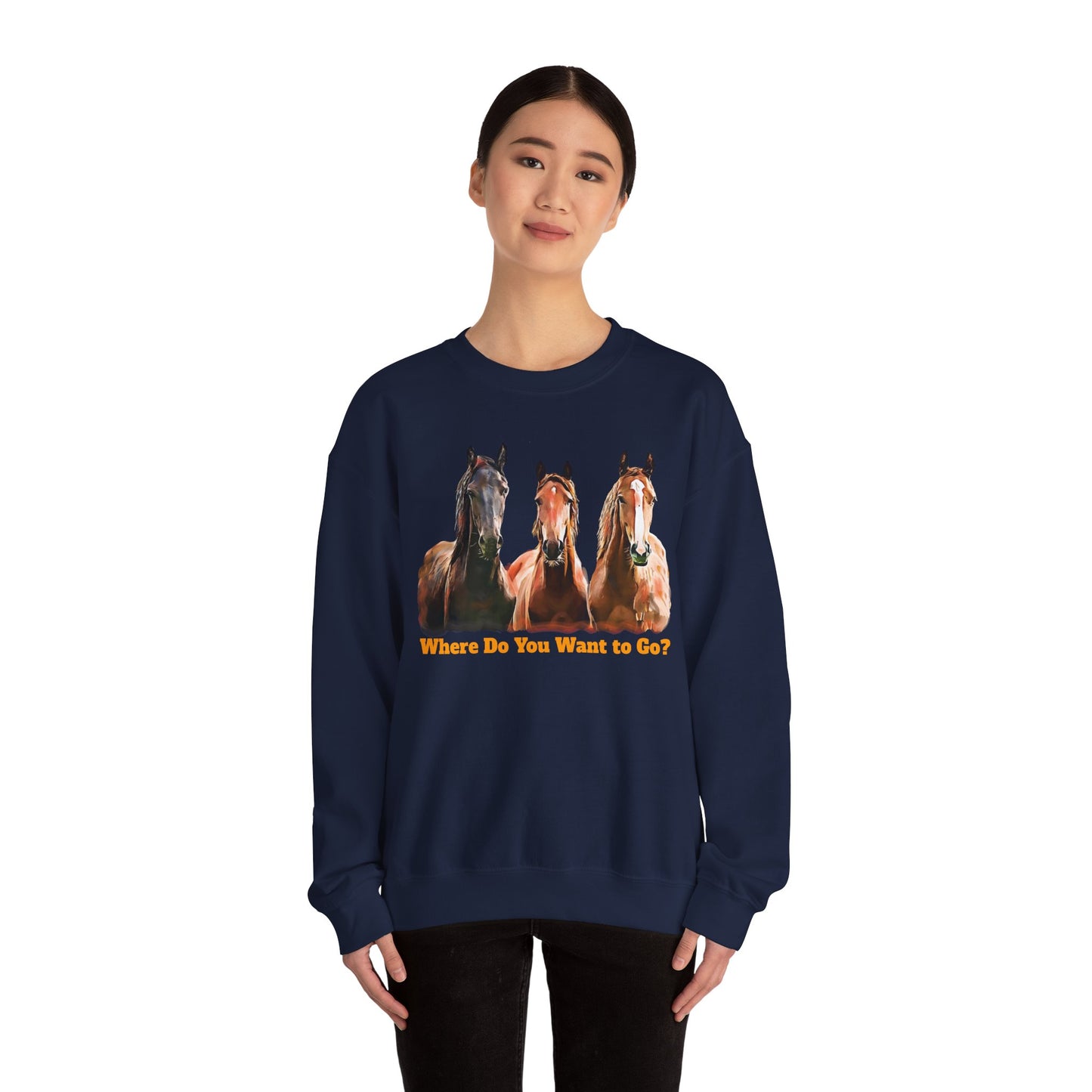Horse Trio Crewneck Sweatshirt – Three Horses Graphic Pullover