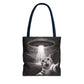 Alien Abduction Cat Tote Bag — Funny UFO Selfie Canvas Tote