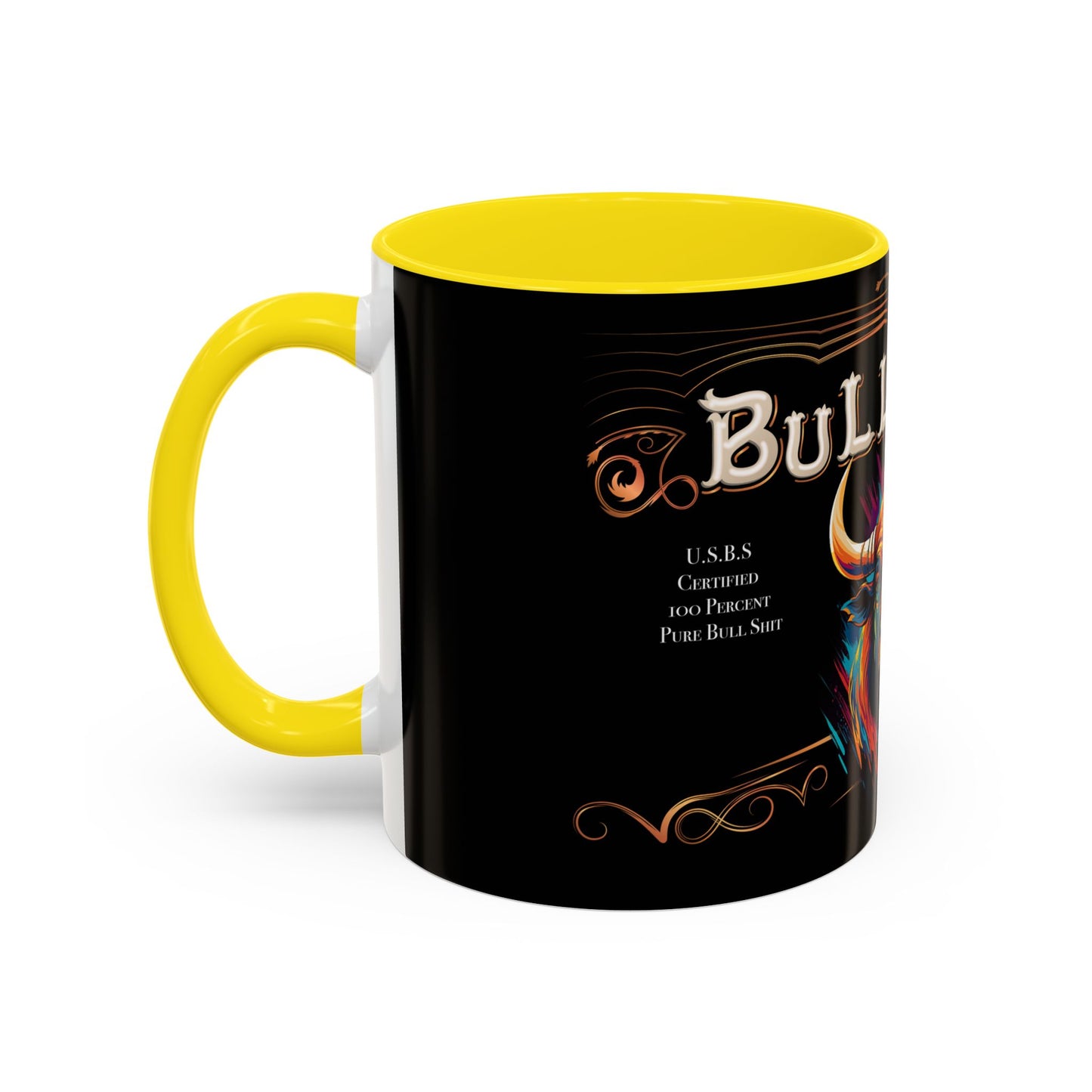 Bull Shit Coffee Mug - Colorful Bull Illustration Accent Mug (11/15oz)