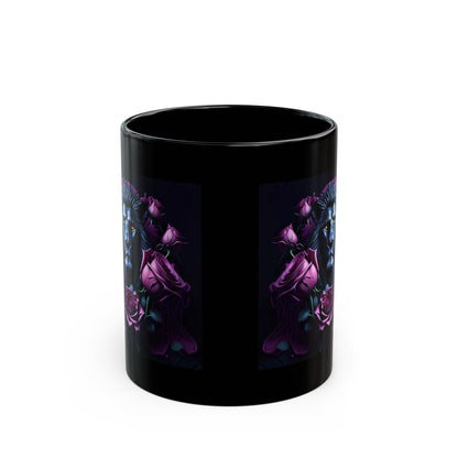Lion with Purple Roses Mug — Gothic Floral Coffee Cup (11oz/15oz)