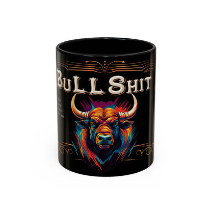 Bull Shit Coffee Mug - Colorful Bull Illustration Accent Mug (11/15oz)