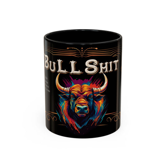 Bull Shit Coffee Mug - Colorful Bull Illustration Accent Mug (11/15oz)