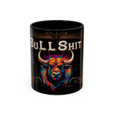 Bull Shit Coffee Mug - Colorful Bull Illustration Accent Mug (11/15oz)