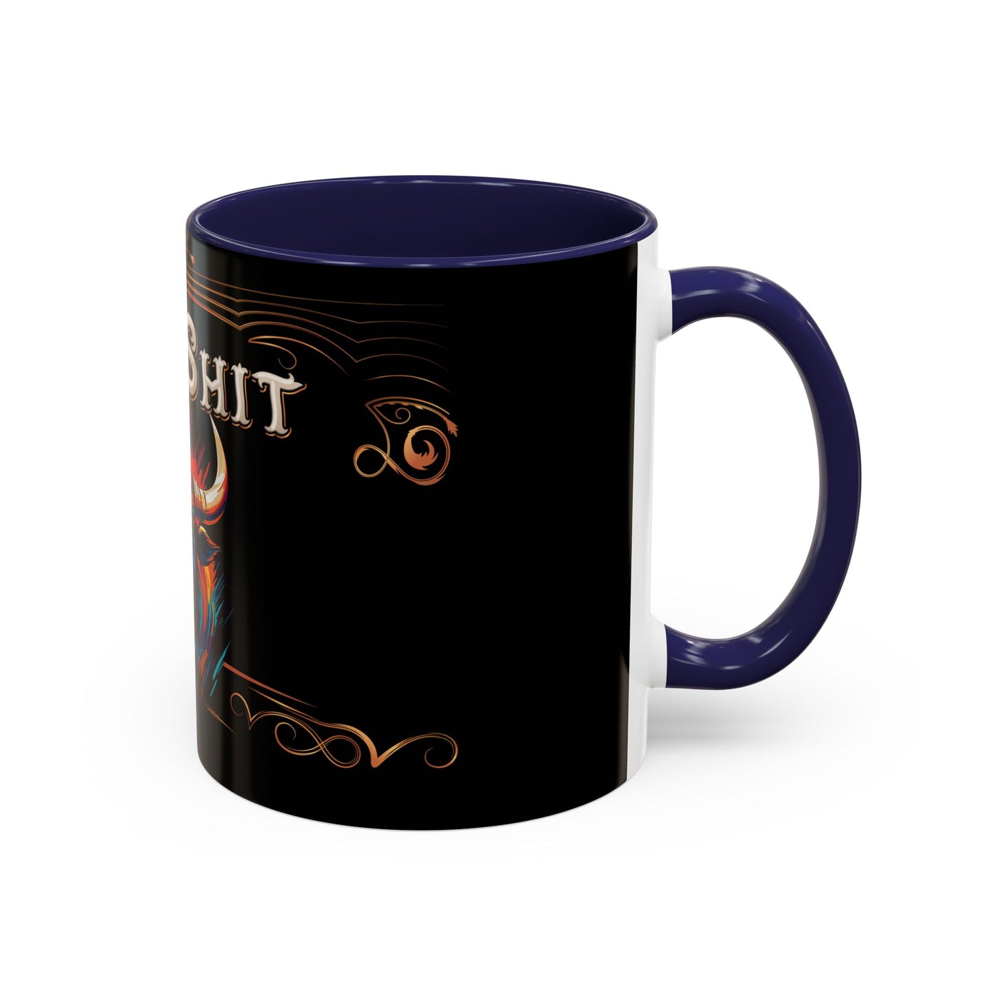 Bull Shit Coffee Mug - Colorful Bull Illustration Accent Mug (11/15oz)