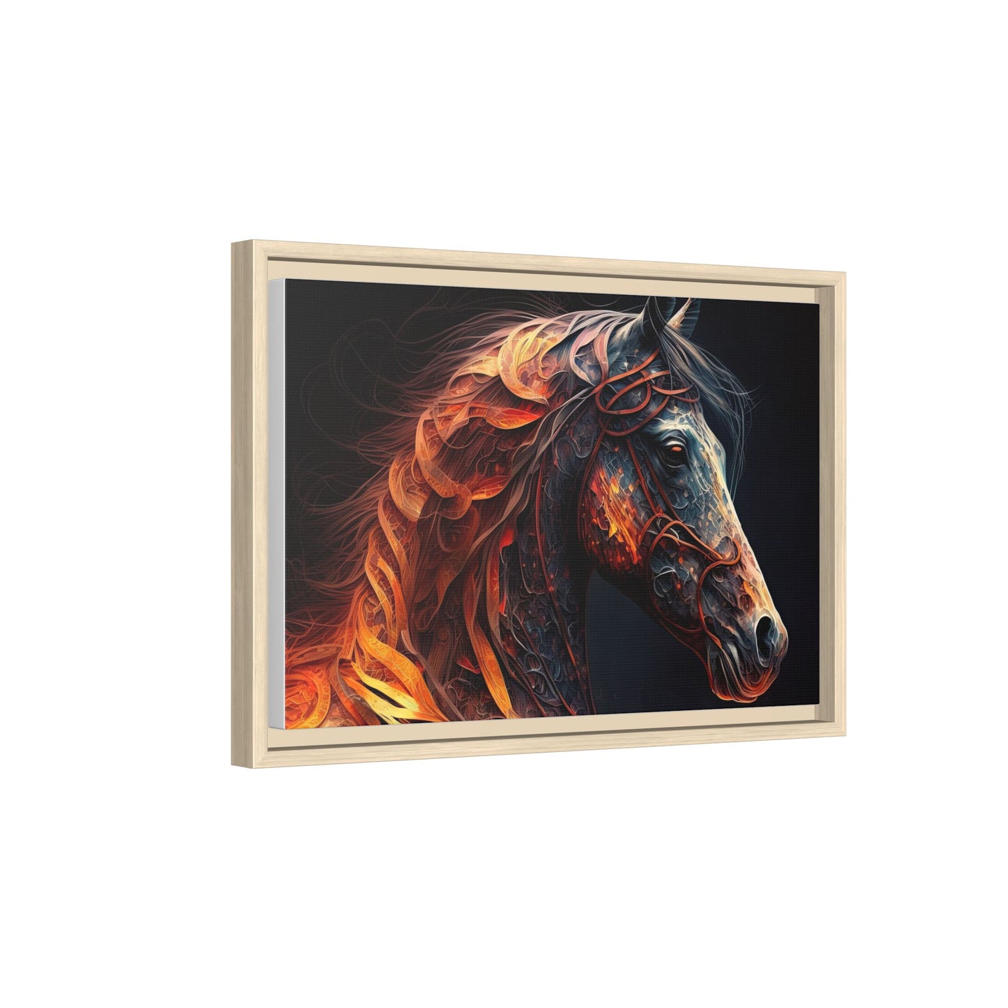 Fiery Stallion Horse Wall Art- Framed Matte Canvas