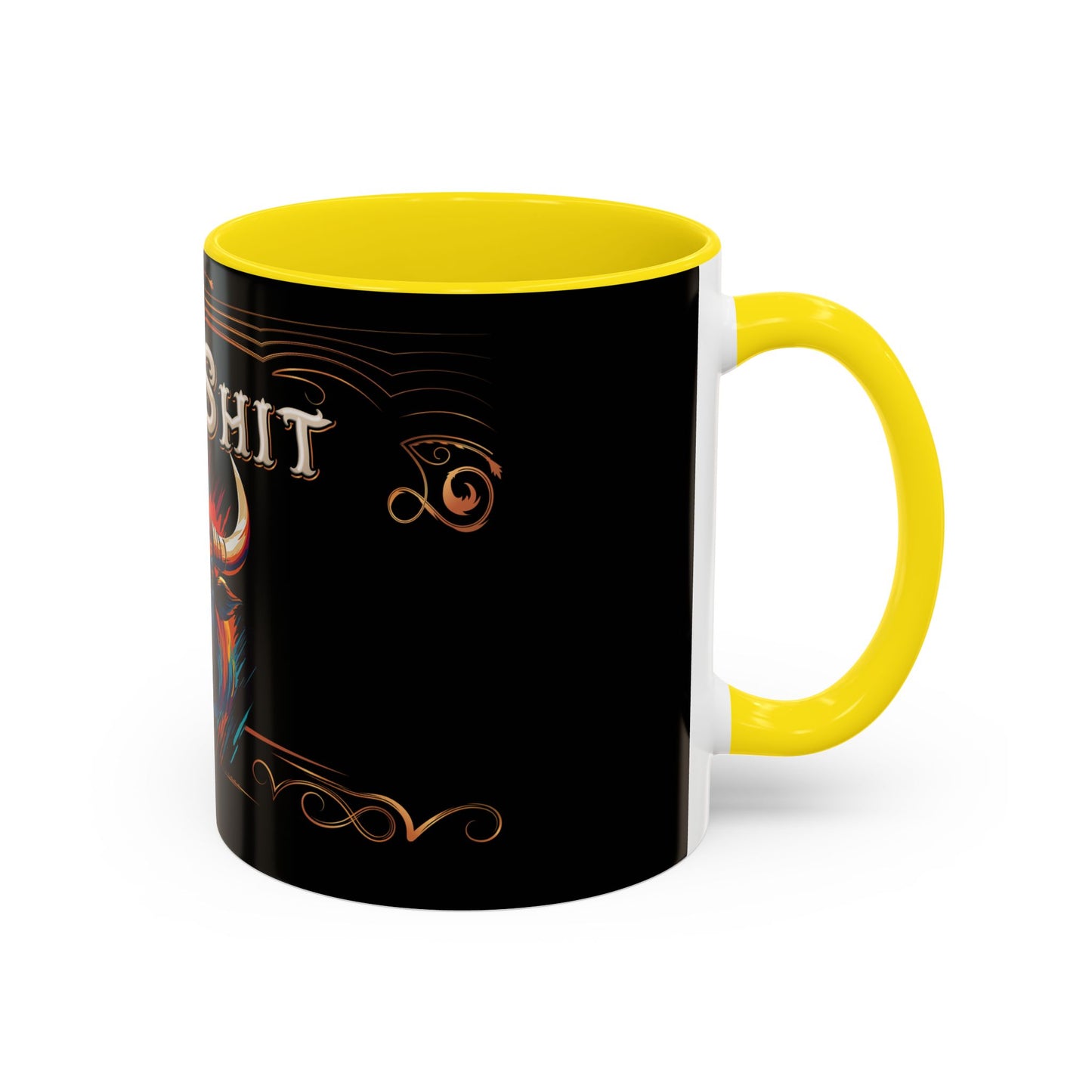 Bull Shit Coffee Mug - Colorful Bull Illustration Accent Mug (11/15oz)