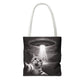 Alien Abduction Cat Tote Bag — Funny UFO Selfie Canvas Tote