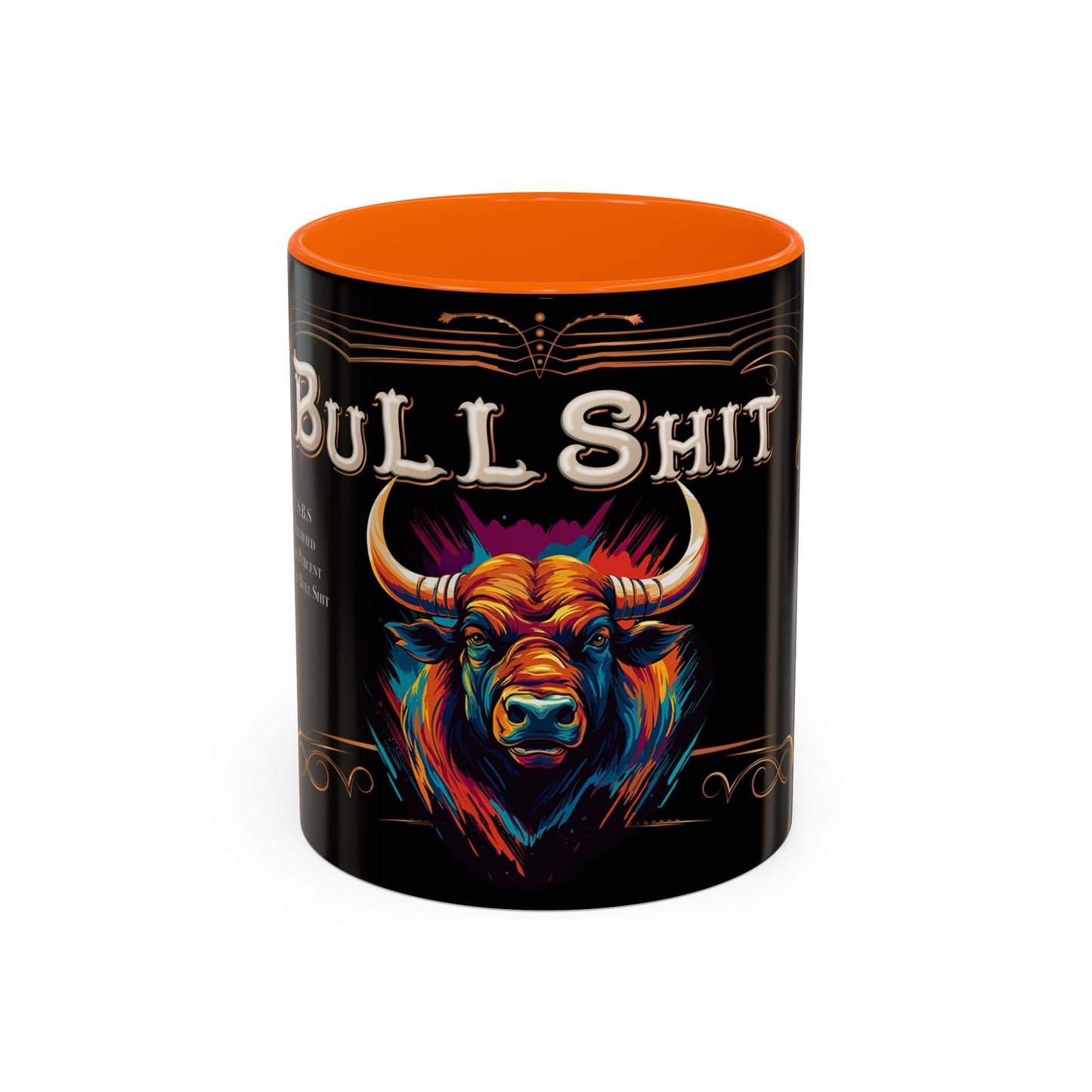 Bull Shit Coffee Mug - Colorful Bull Illustration Accent Mug (11/15oz)