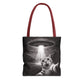 Alien Abduction Cat Tote Bag — Funny UFO Selfie Canvas Tote