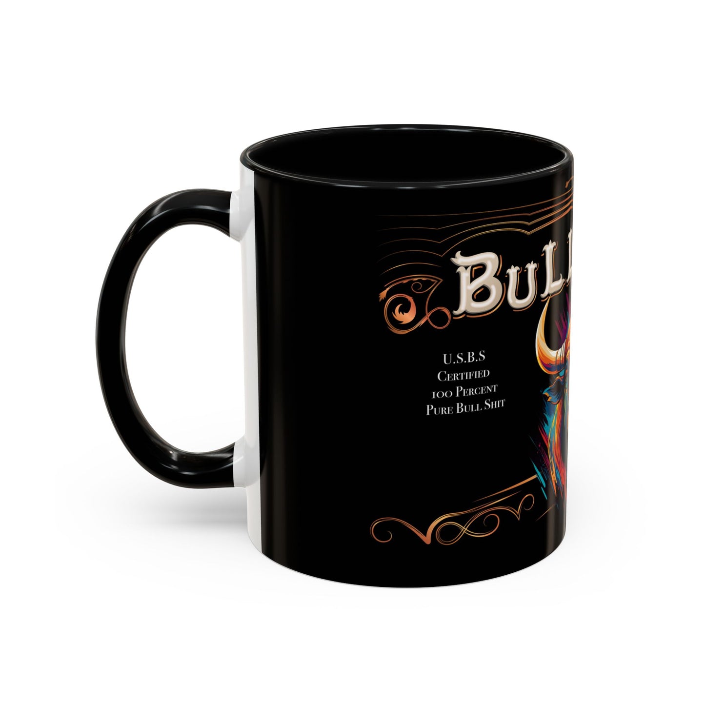 Bull Shit Coffee Mug - Colorful Bull Illustration Accent Mug (11/15oz)
