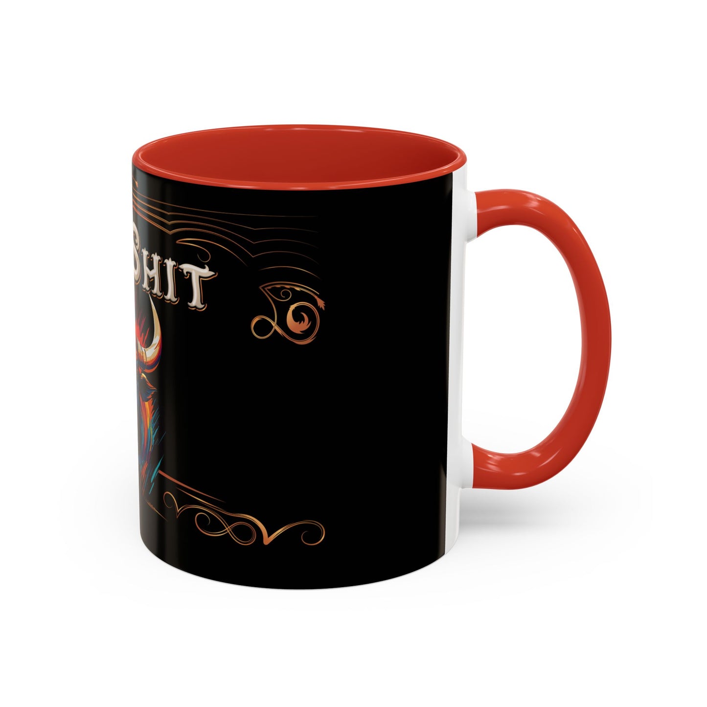 Bull Shit Coffee Mug - Colorful Bull Illustration Accent Mug (11/15oz)