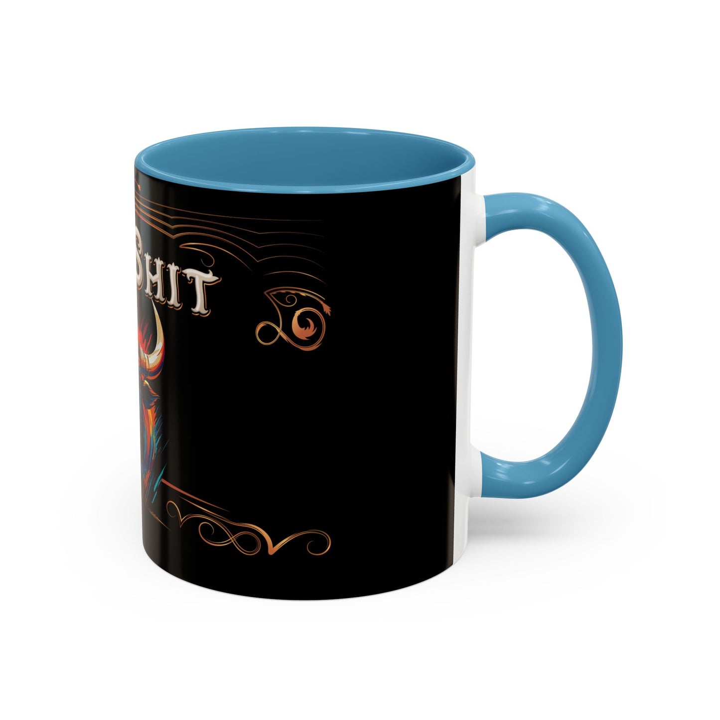Bull Shit Coffee Mug - Colorful Bull Illustration Accent Mug (11/15oz)