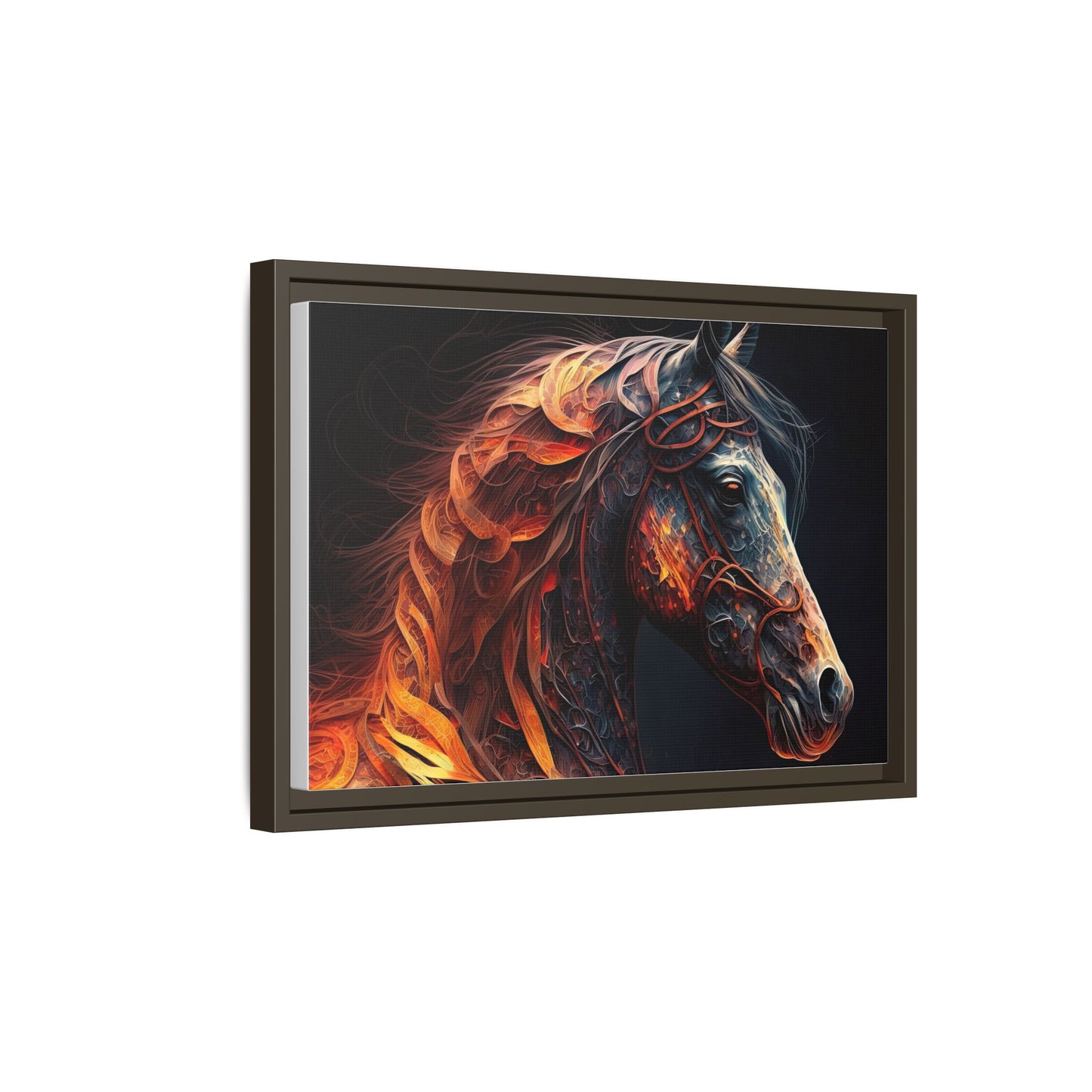Fiery Stallion Horse Wall Art- Framed Matte Canvas