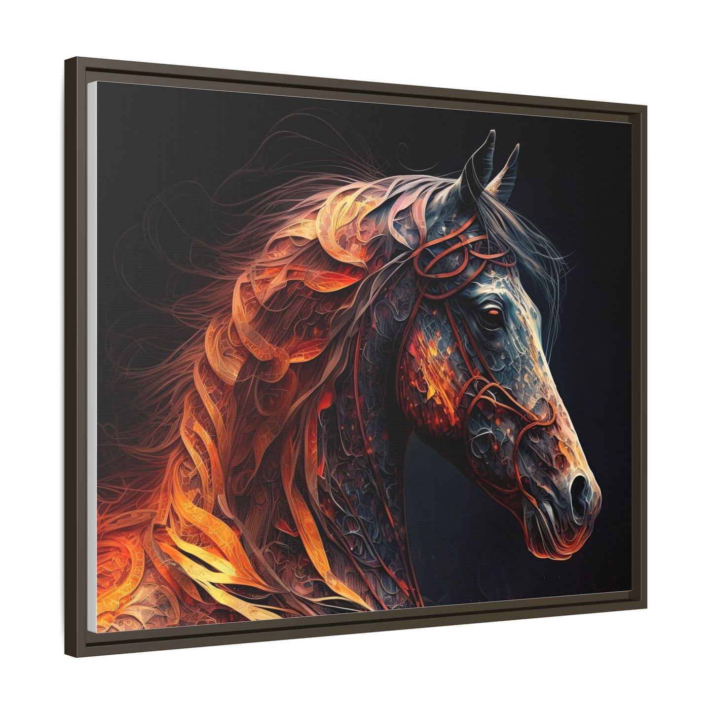 Fiery Stallion Horse Wall Art- Framed Matte Canvas