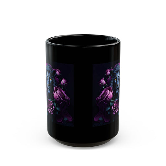 Lion with Purple Roses Mug — Gothic Floral Coffee Cup (11oz/15oz)