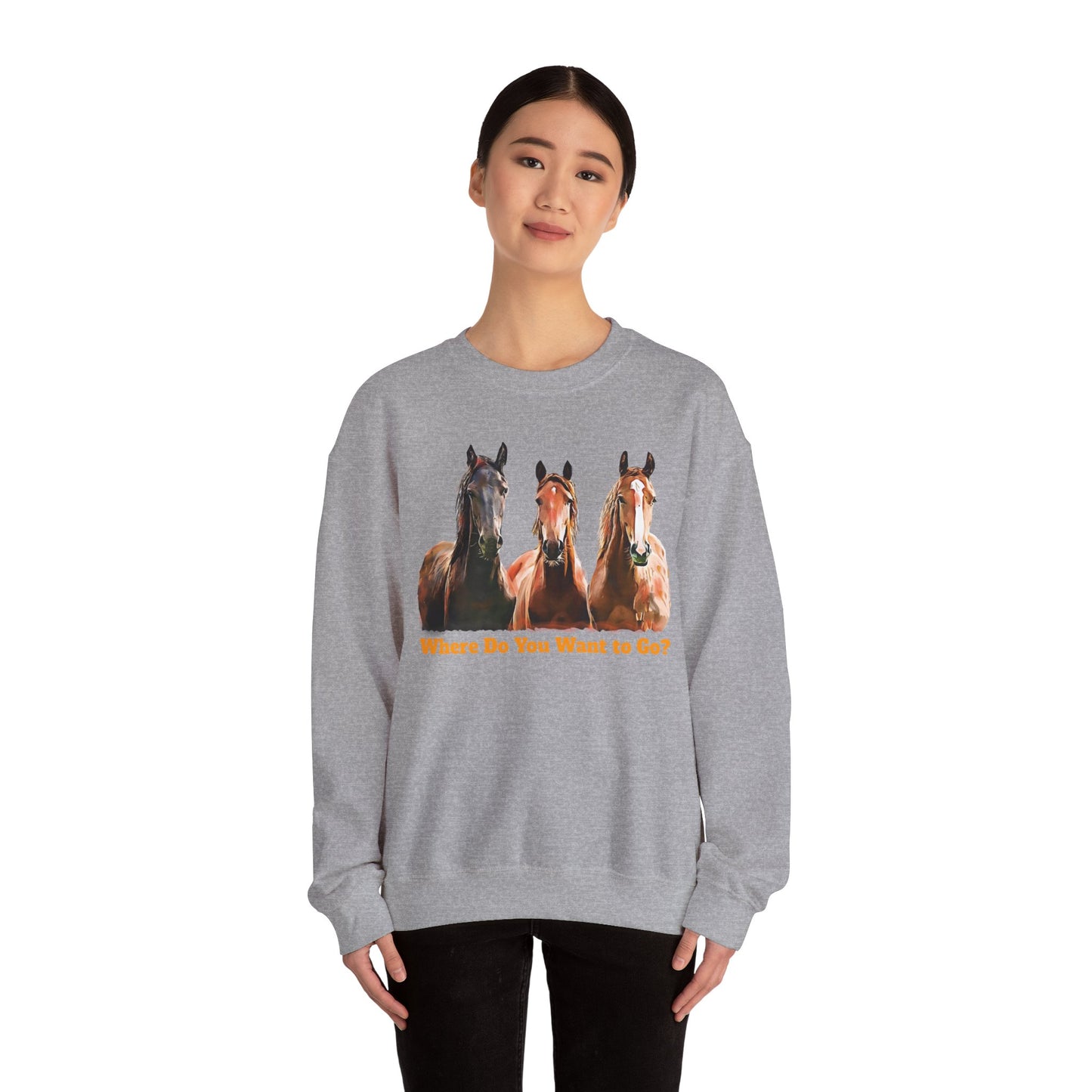 Horse Trio Crewneck Sweatshirt – Three Horses Graphic Pullover