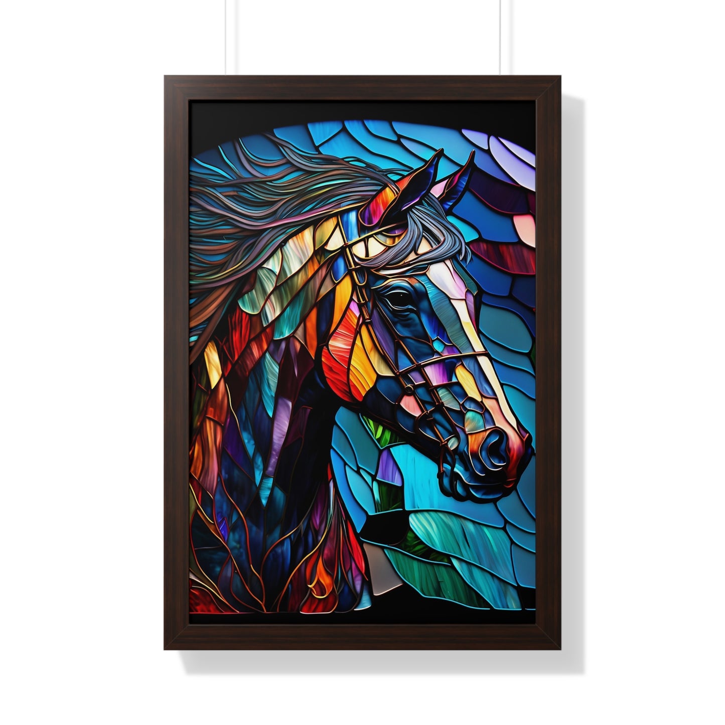 Stained Glass Horse Framed Poster – Colorful Equine Art Print