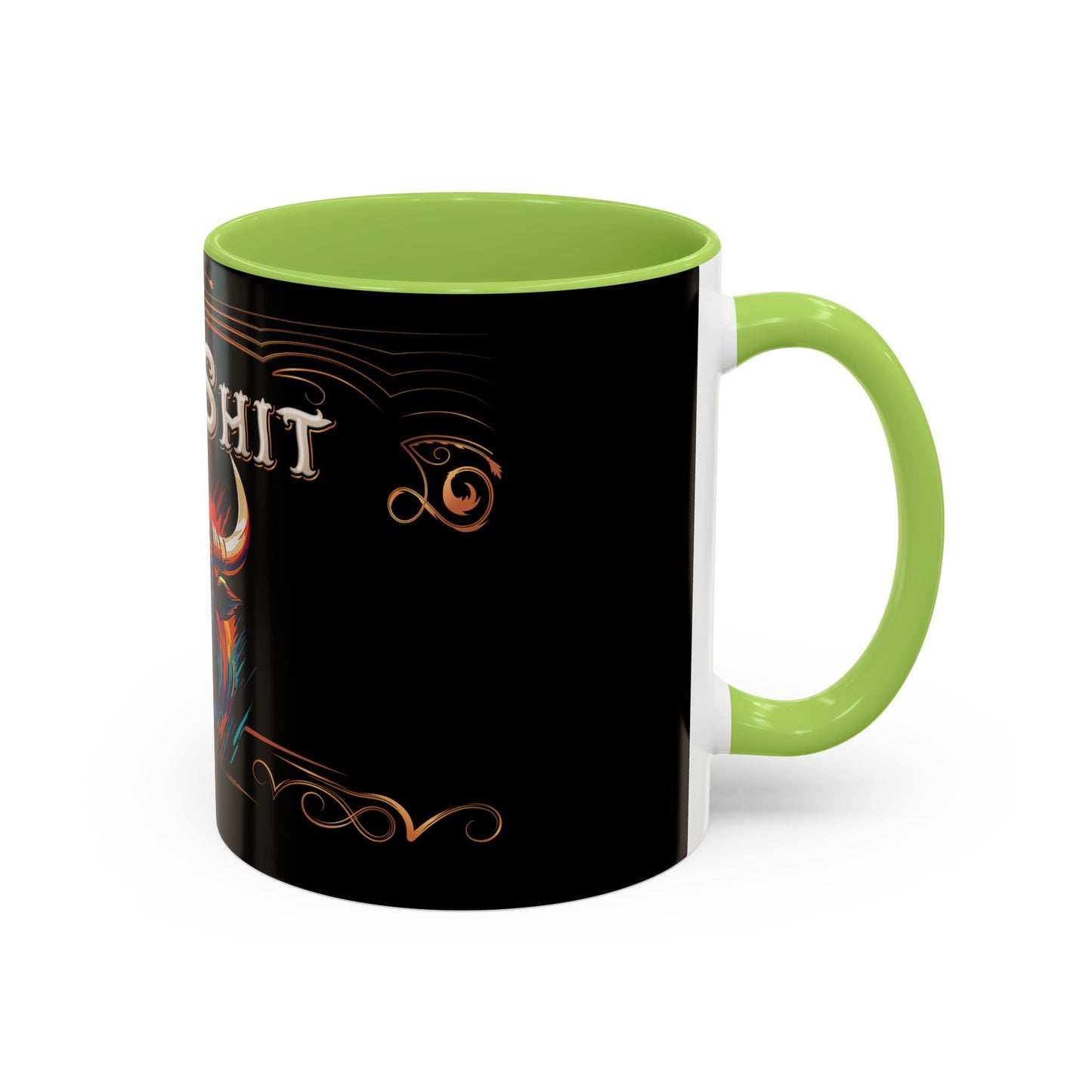 Bull Shit Coffee Mug - Colorful Bull Illustration Accent Mug (11/15oz)