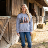 Horse Trio Crewneck Sweatshirt – Three Horses Graphic Pullover