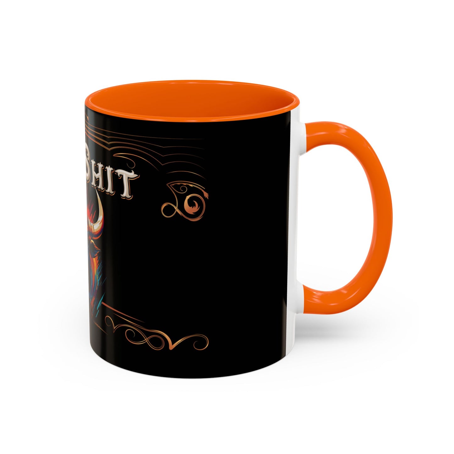 Bull Shit Coffee Mug - Colorful Bull Illustration Accent Mug (11/15oz)