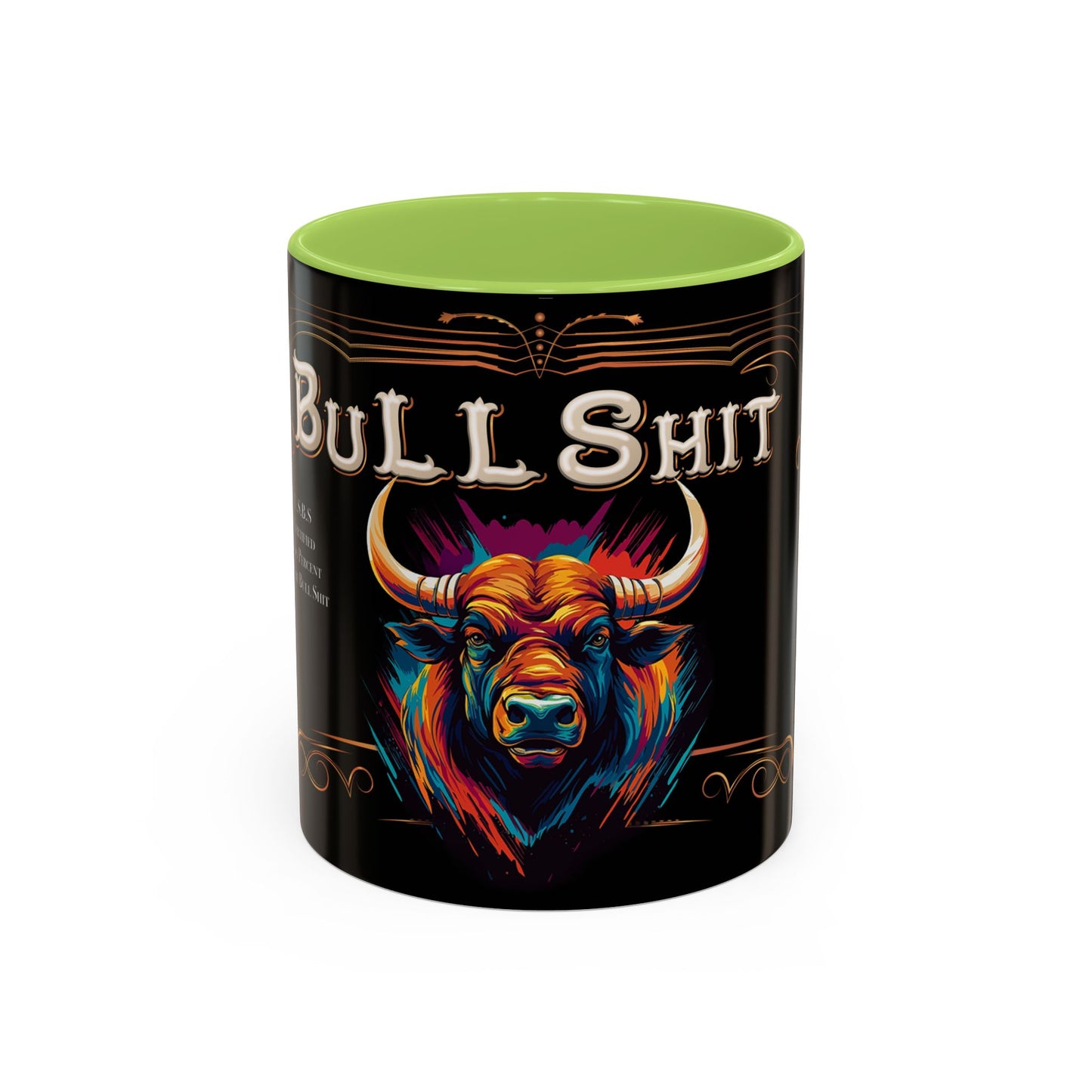 Bull Shit Coffee Mug - Colorful Bull Illustration Accent Mug (11/15oz)