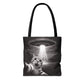 Alien Abduction Cat Tote Bag — Funny UFO Selfie Canvas Tote