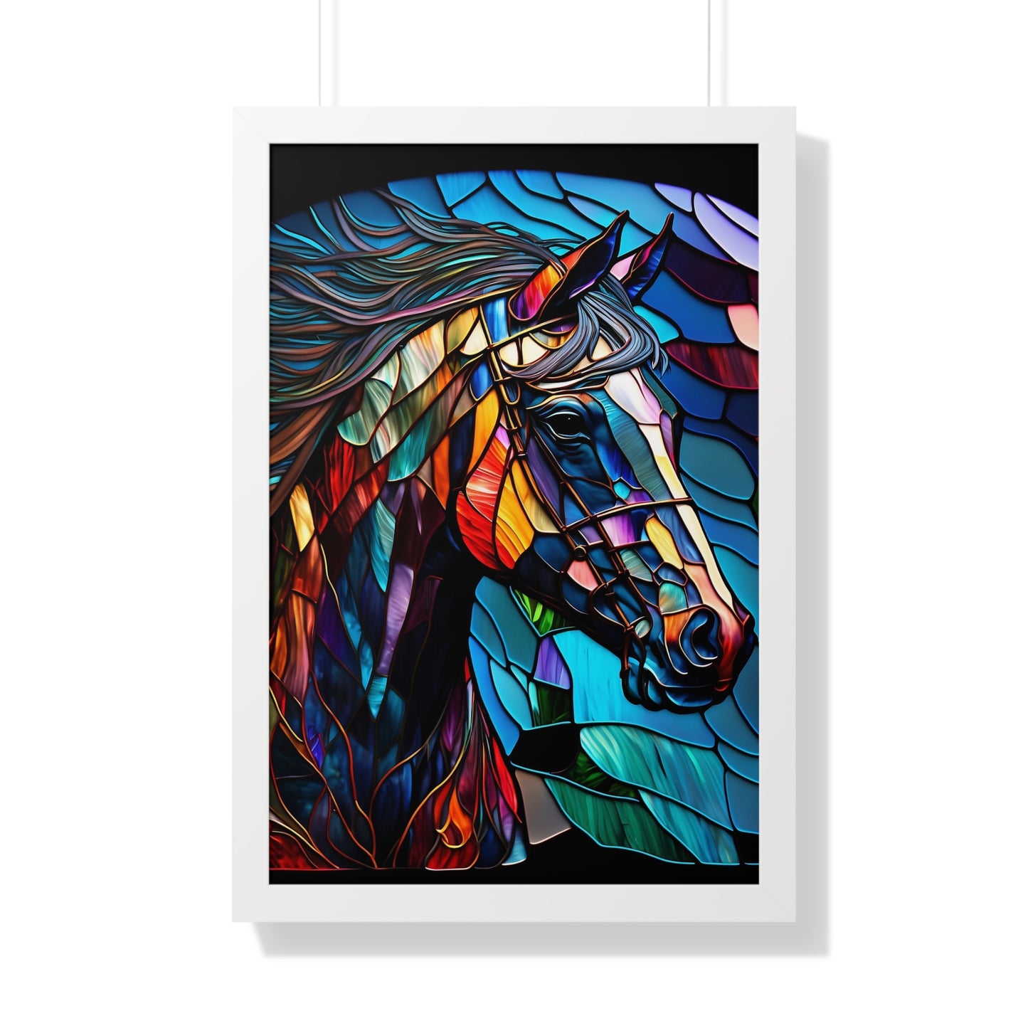 Stained Glass Horse Framed Poster – Colorful Equine Art Print