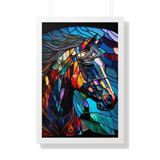 Stained Glass Horse Framed Poster – Colorful Equine Art Print