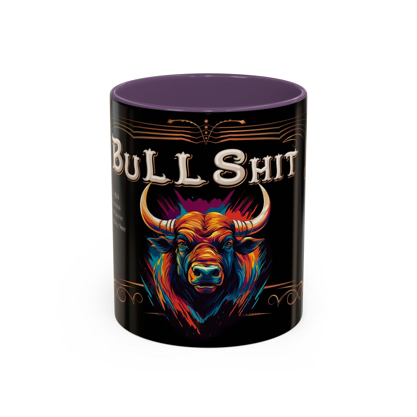 Bull Shit Coffee Mug - Colorful Bull Illustration Accent Mug (11/15oz)
