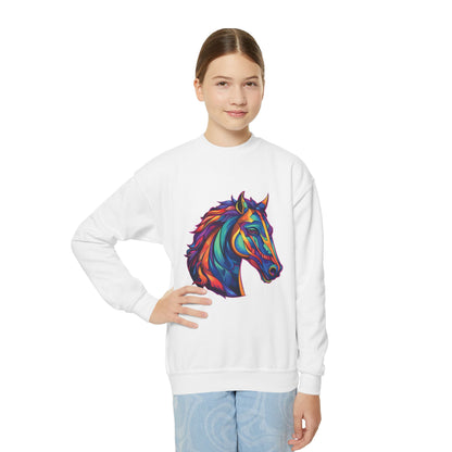 Youth Sweatshirt — Colorful Rainbow Horse Graphic Crewneck