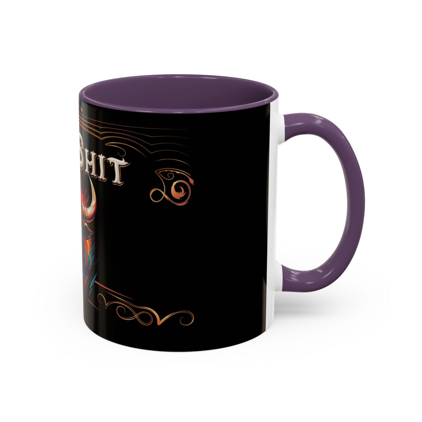 Bull Shit Coffee Mug - Colorful Bull Illustration Accent Mug (11/15oz)