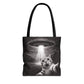 Alien Abduction Cat Tote Bag — Funny UFO Selfie Canvas Tote