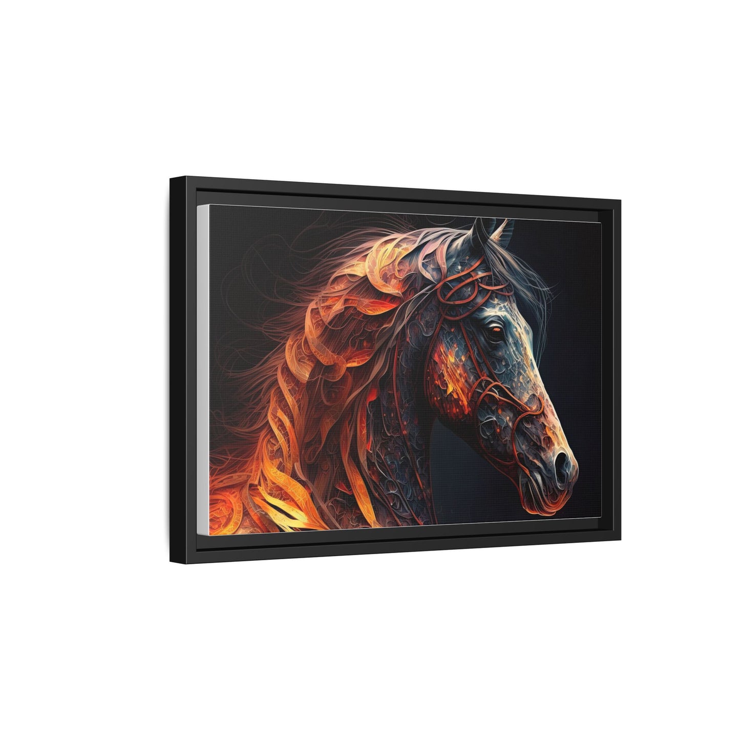 Fiery Stallion Horse Wall Art- Framed Matte Canvas