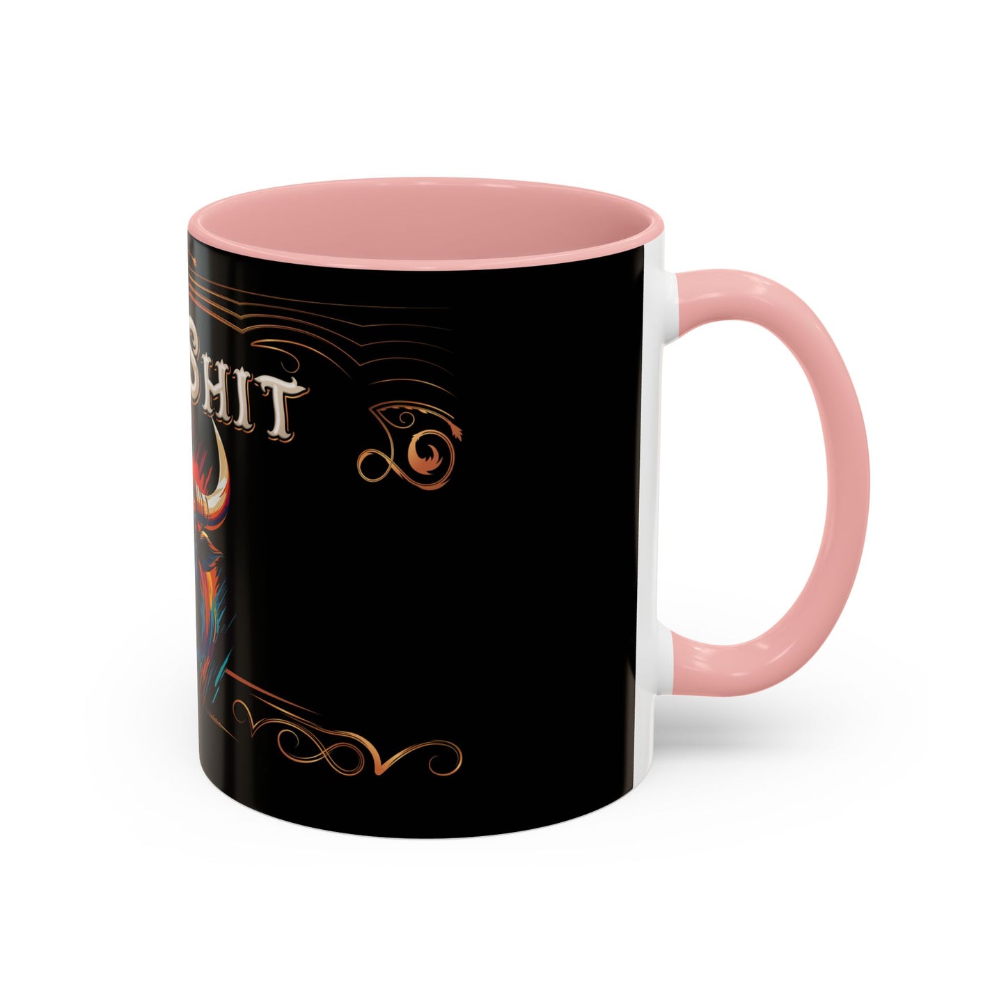 Bull Shit Coffee Mug - Colorful Bull Illustration Accent Mug (11/15oz)
