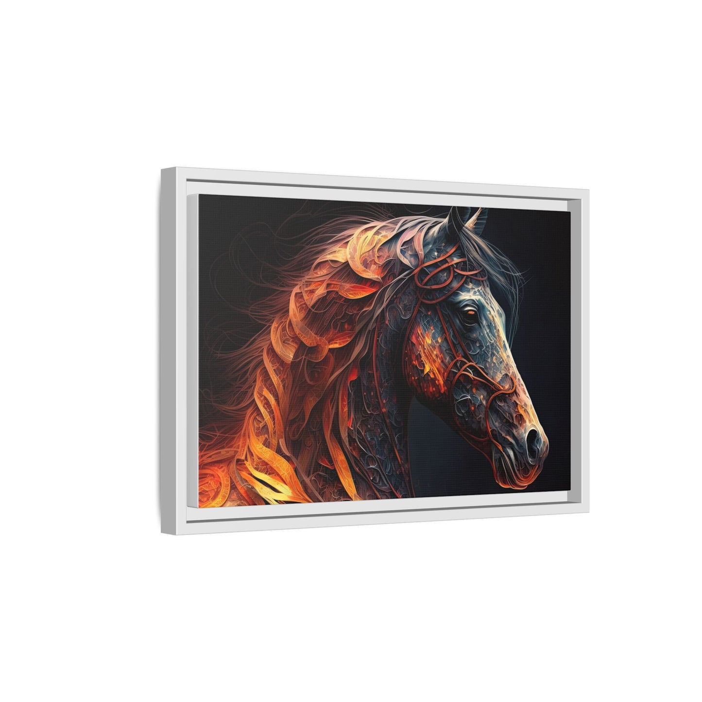 Fiery Stallion Horse Wall Art- Framed Matte Canvas