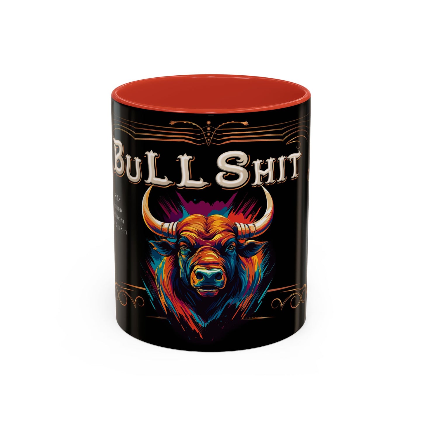 Bull Shit Coffee Mug - Colorful Bull Illustration Accent Mug (11/15oz)