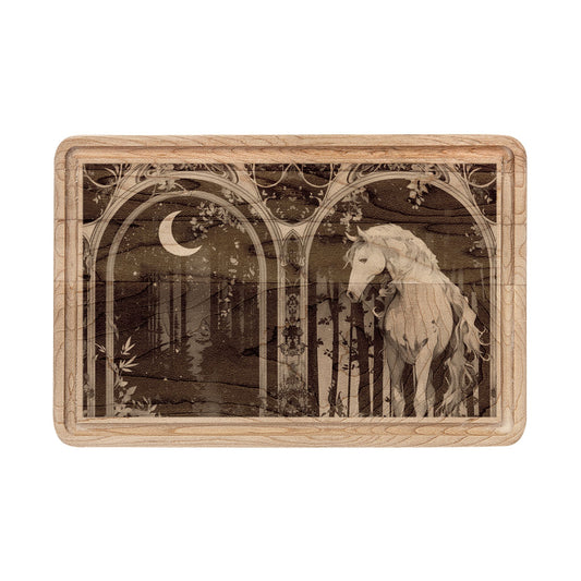 Engraved Unicorn Woodland Cutting Board — Decorative Serving & Cheese Board