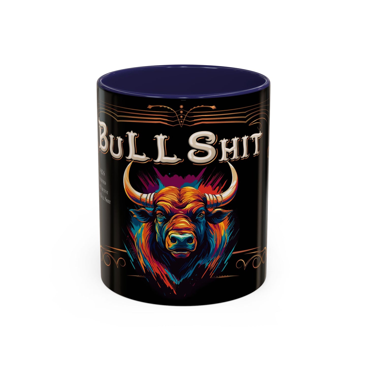 Bull Shit Coffee Mug - Colorful Bull Illustration Accent Mug (11/15oz)