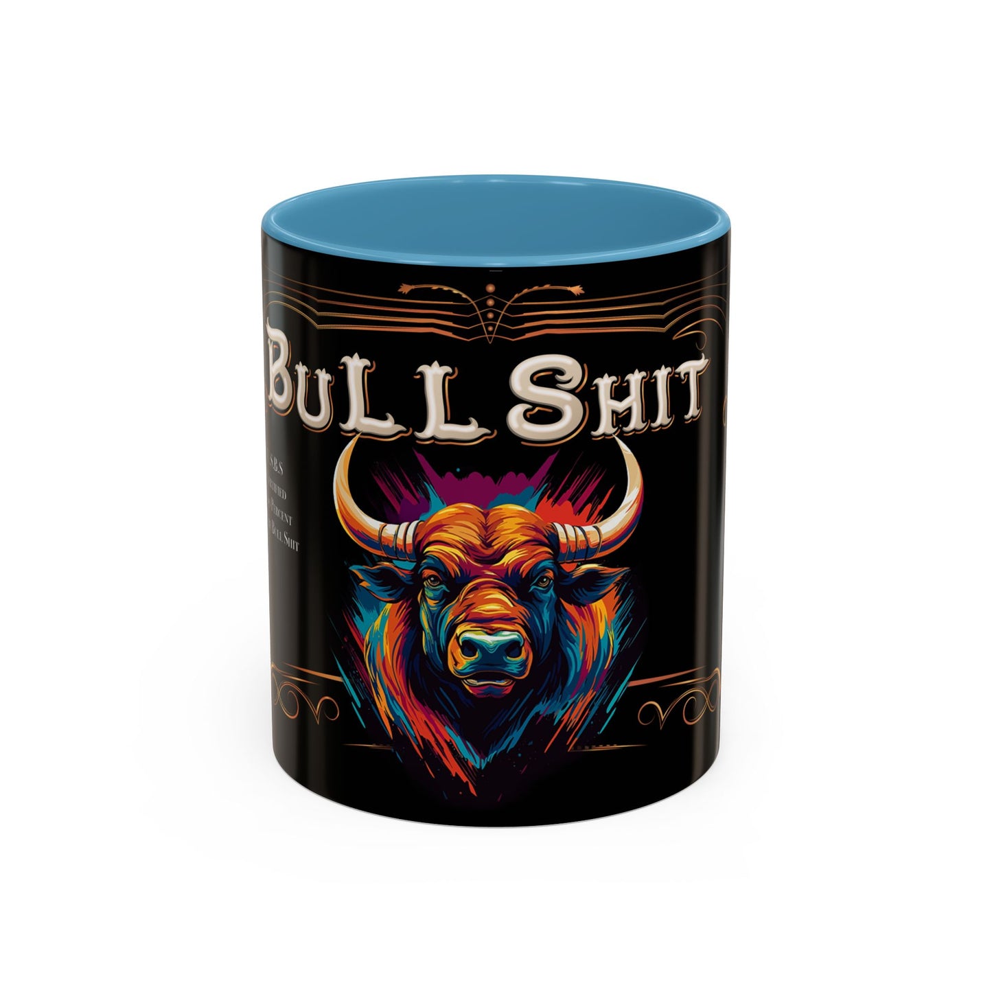 Bull Shit Coffee Mug - Colorful Bull Illustration Accent Mug (11/15oz)